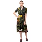 Grim Reaper Above Art  Monster Moon Letter Poster Keyhole Neckline Chiffon Dress
