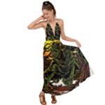 Grim Reaper Above Art  Monster Moon Letter Poster Backless Maxi Beach Dress