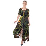 Grim Reaper Above Art  Monster Moon Letter Poster Waist Tie Boho Maxi Dress