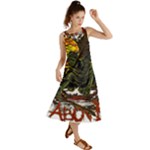 Grim Reaper Above Art  Monster Moon Letter Poster Summer Maxi Dress