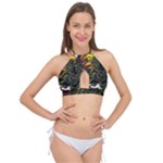 Grim Reaper Above Art  Monster Moon Letter Poster Cross Front Halter Bikini Top