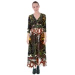 Grim Reaper Above Art  Monster Moon Letter Poster Button Up Maxi Dress