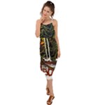 Grim Reaper Above Art  Monster Moon Letter Poster Waist Tie Cover Up Chiffon Dress