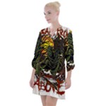 Grim Reaper Above Art  Monster Moon Letter Poster Open Neck Shift Dress