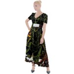 Grim Reaper Above Art  Monster Moon Letter Poster Button Up Short Sleeve Maxi Dress