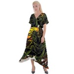 Grim Reaper Above Art  Monster Moon Letter Poster Cross Front Sharkbite Hem Maxi Dress