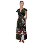 Grim Reaper Above Art  Monster Moon Letter Poster Flutter Sleeve Maxi Dress