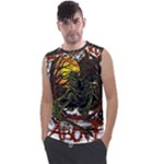 Grim Reaper Above Art  Monster Moon Letter Poster Men s Regular Tank Top