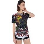 Grim Reaper Above Art  Monster Moon Letter Poster Perpetual Short Sleeve T-Shirt