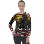 Grim Reaper Above Art  Monster Moon Letter Poster Women s Long Sleeve Raglan T-Shirt