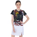 Grim Reaper Above Art  Monster Moon Letter Poster Women s Sports Top