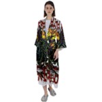 Grim Reaper Above Art  Monster Moon Letter Poster Maxi Satin Kimono