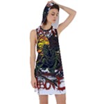 Grim Reaper Above Art  Monster Moon Letter Poster Racer Back Hoodie Dress