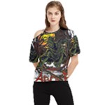 Grim Reaper Above Art  Monster Moon Letter Poster One Shoulder Cut Out T-Shirt