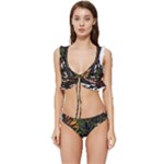 Grim Reaper Above Art  Monster Moon Letter Poster Low Cut Ruffle Edge Bikini Set