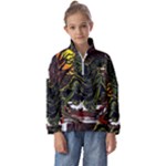 Grim Reaper Above Art  Monster Moon Letter Poster Kids  Half Zip Hoodie