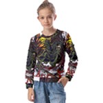 Grim Reaper Above Art  Monster Moon Letter Poster Kids  Long Sleeve T-Shirt with Frill 