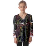 Grim Reaper Above Art  Monster Moon Letter Poster Kids  V Neck Casual Top