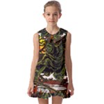 Grim Reaper Above Art  Monster Moon Letter Poster Kids  Pilgrim Collar Ruffle Hem Dress