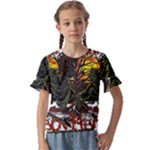 Grim Reaper Above Art  Monster Moon Letter Poster Kids  Cuff Sleeve Scrunch Bottom T-Shirt