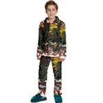 Grim Reaper Above Art  Monster Moon Letter Poster Kids  Long Sleeve Velvet Pajamas Set