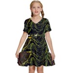 Grim Reaper Above Art  Monster Moon Letter Poster Kids  Short Sleeve Tiered Mini Dress