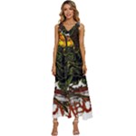 Grim Reaper Above Art  Monster Moon Letter Poster V-Neck Sleeveless Loose Fit Overalls