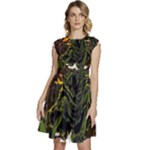 Grim Reaper Above Art  Monster Moon Letter Poster Cap Sleeve High Waist Dress