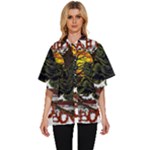 Grim Reaper Above Art  Monster Moon Letter Poster Women s Batwing Button Up Shirt