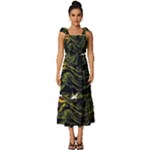 Grim Reaper Above Art  Monster Moon Letter Poster Tie-Strap Tiered Midi Chiffon Dress