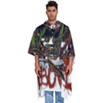 Grim Reaper Above Art  Monster Moon Letter Poster Men s Hooded Rain Ponchos