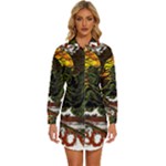 Grim Reaper Above Art  Monster Moon Letter Poster Womens Long Sleeve Shirt Dress