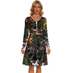 Grim Reaper Above Art  Monster Moon Letter Poster Long Sleeve Dress With Pocket