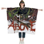 Grim Reaper Above Art  Monster Moon Letter Poster Women s Hooded Rain Ponchos