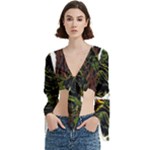 Grim Reaper Above Art  Monster Moon Letter Poster Trumpet Sleeve Cropped Top