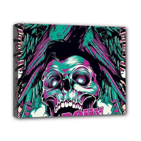 Anarchy Skull And Birds Canvas 10  x 8  (Stretched) from ArtsNow.com