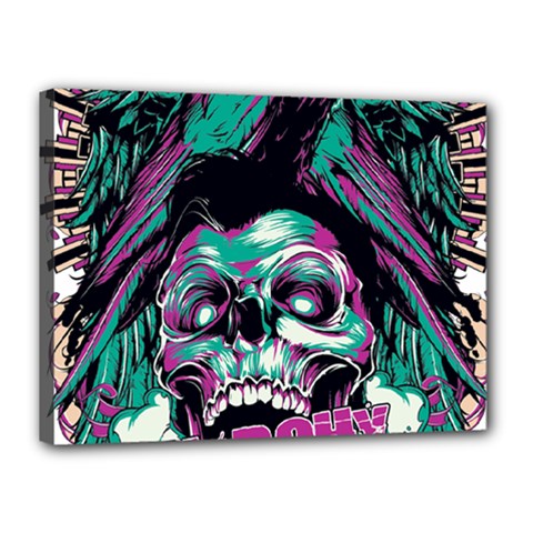 Anarchy Skull And Birds Canvas 16  x 12  (Stretched) from ArtsNow.com