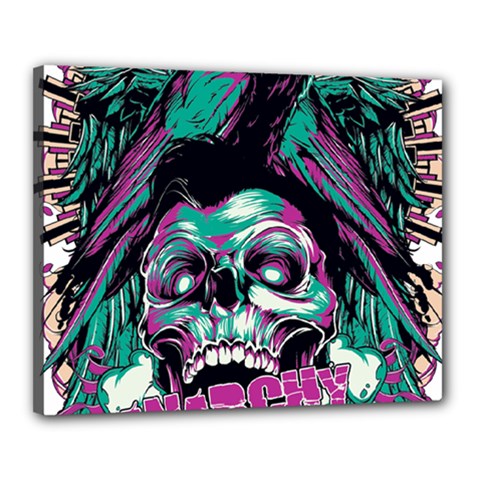 Anarchy Skull And Birds Canvas 20  x 16  (Stretched) from ArtsNow.com