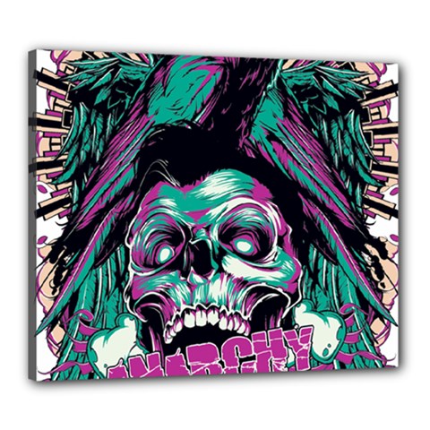 Anarchy Skull And Birds Canvas 24  x 20  (Stretched) from ArtsNow.com