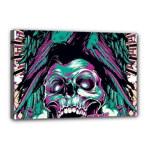 Anarchy Skull And Birds Canvas 18  x 12  (Stretched) from ArtsNow.com