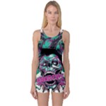 Anarchy Skull And Birds One Piece Boyleg Swimsuit