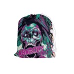 Anarchy Skull And Birds Drawstring Pouch (Large)