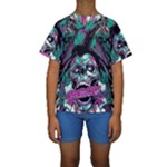 Anarchy Skull And Birds Kids  Short Sleeve Swimwear