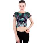 Anarchy Skull And Birds Crew Neck Crop Top