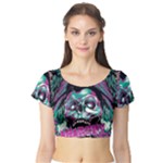 Anarchy Skull And Birds Short Sleeve Crop Top