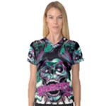 Anarchy Skull And Birds V-Neck Sport Mesh T-Shirt