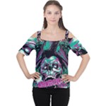 Anarchy Skull And Birds Cutout Shoulder T-Shirt