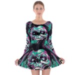 Anarchy Skull And Birds Long Sleeve Skater Dress