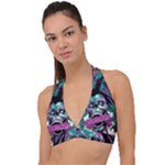 Anarchy Skull And Birds Halter Plunge Bikini Top