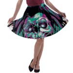 Anarchy Skull And Birds A-line Skater Skirt
